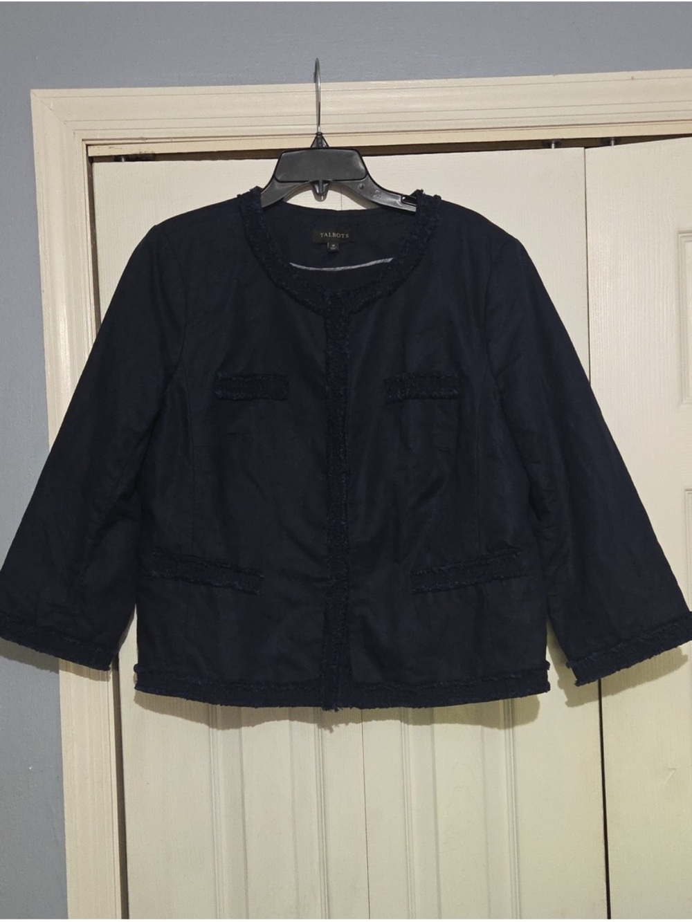Talbots Navy Fringe-Trim Boxy Jacket
Hang-Phx